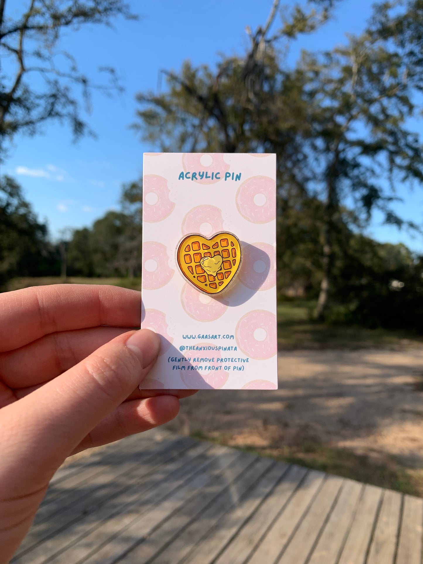 Waffle Heart Acrylic Pin