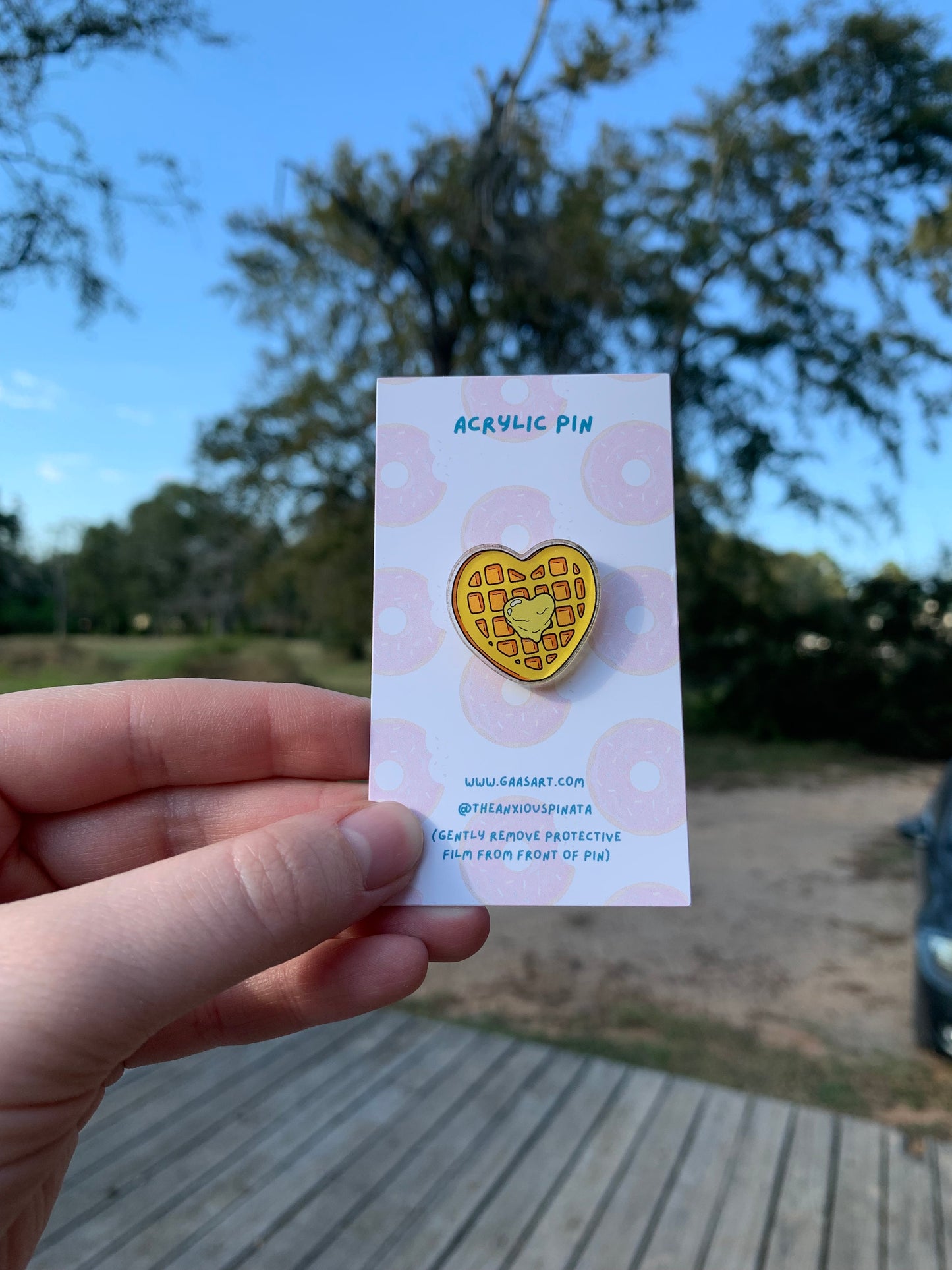 Waffle Heart Acrylic Pin