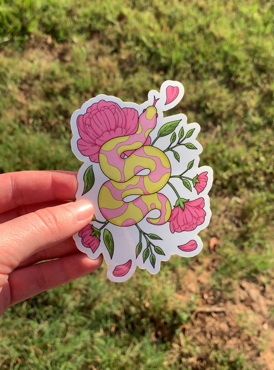 Floral Ball Python Sticker